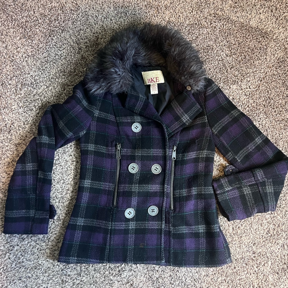 Vintage BKE Purple Jacket with Faux Fur Trim